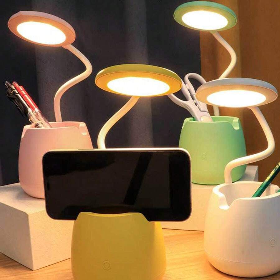 LED Eye Protection Desk Lamp Pen Holder Touch Bedroom Student Learning Reading Bedside Lamp Charging Desktop Night Light