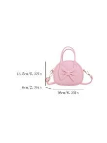 Cute Bow Handbag, Girls PU Shoulder Crossbody Bag, Structured Small Backpack - A - View 3