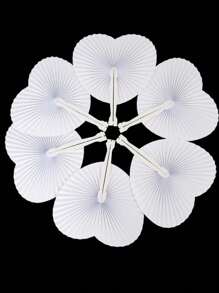 1/5/10/20/30/40/60 piezas Abanico de papel blanco con forma de corazón plegable, abanicos de papel de verano, abanicos plegables a granel de mano blanca con mango de plástico para decoración de boda, fiesta, cumpleaños, ceremonia de boda, mejor regalo