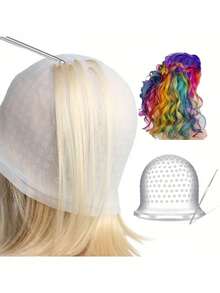 Silicone Hair Dye Cap With Hook, DIY Hair Dye Cap, Professional Reusable Hair Dye Cap, Silicone Hair Dye Highlight Cap For Highlights And Hair Dyeing,Back To School,Travel Holiday Essentials,Hair Accessories For Women - Multicolor - View 10