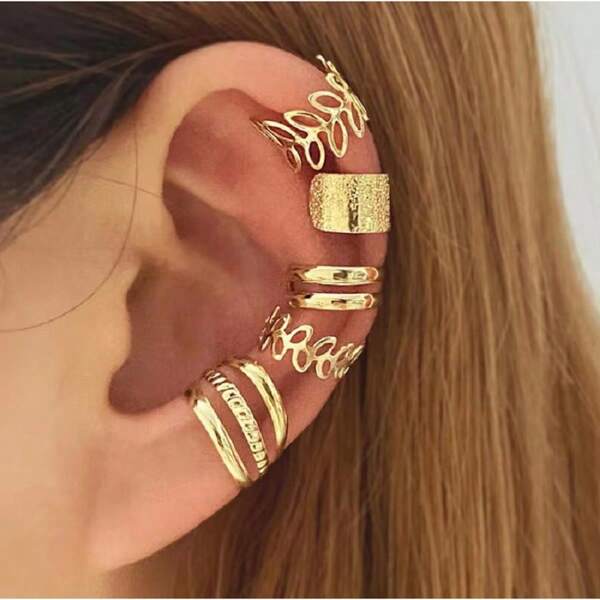 5 Peças Conjunto De Brincos Retrô Dourados, Clipes De Orelha, Brincos Clássicos Elegantes Para Mulheres, Joias