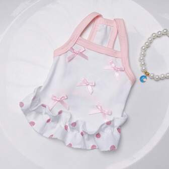 Söt husdjursklänning för vår och sommar, med rosettdekor, lämplig för pudel och bichon frisé, husdjurskläder prinsessklänning för hundar och katter