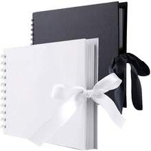 1 本小型 60 页（30 张）剪贴簿，1 本大型 40 页（20 张）剪贴簿，牛皮纸材质，适用于婚礼宾客签名册、周年纪念回忆录、家庭 DIY 剪贴簿、圣诞礼物（黑/白）