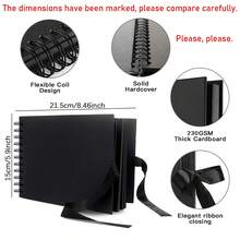 1本60页（30张）牛皮纸剪贴簿相册（黑色，小号8.3*5.7英寸），适用于婚礼宾客签名册、周年纪念、家庭DIY剪贴簿 - 也可用于手工纸DIY、圣诞礼物