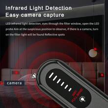 Hidden Camera Detector - 2025 Camera Detector, Hidden Device GPS Detector, Insect Detector, Suitable For Hotels, Travel, Offices, 5-Level Sensitivity (Black)