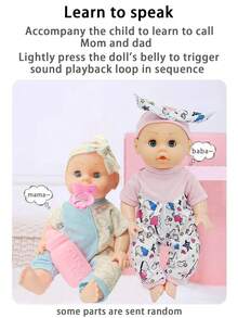 29厘米仿真娃娃玩具，眼睛可动，会喝水和排尿，4种音效，配有奶瓶和安抚奶嘴，互动游戏套装，可作儿童睡眠伴侣。 - 彩色 - 查看 10