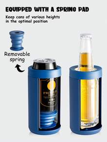 Universal Can Cooler For Women: One Size Fits All - For Slim Cans, Regular 12 & 16 Oz Cans And Bottles - Insulated Double-Walled Stainless Steel - For Soda Lovers - Dark Blue - View 3