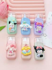 Sanrio Set di 6 pezzi o 1 pezzo [colore casuale] di nastro correttore Sanrio 3D con simpatici cartoni animati, 6 metri di lunghezza, confezione mista Morandi, packaging portatile come regalo, scrittura scorrevole, molto adatto per studenti, personale di ufficio e scuole, piccolo, carino ed elegante regalo per il rientro a scuola