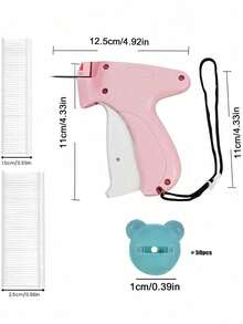 1套迷你缝纫枪套装，含针、扣件和纽扣。快速服装修补工具。通用服装标签枪。带存储的快速手持式缝纫枪。服装专用微型缝纫枪+50个夜光熊纽扣+660根软塑料针。手持式快速缝纫枪。软塑料无针纽扣。服装修补和无缝床单固定。家用工具。服装订书机。 - 彩色 - 查看 7