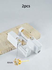 4 件/2 件套装无菌 J 时尚耳洞枪，一次性低痛耳洞打孔器，内置方晶锆石耳环，毕业生家庭耳部美容工具和配件 - 金色 - 查看 16