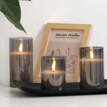 1/3 Peças Luzes de Vela LED Sem Chama, Velas Eletrônicas Premium Cinza, Lâmpadas de Vela 3D à Bateria, Decoração Doméstica Ambiente Romântico, Adequado para Casa, Quarto, Festa, Casamento, Aniversário, Feriado, Decoração de Vela para Proposta
