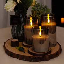 1/3 Peças Luzes de Vela LED Sem Chama, Velas Eletrônicas Premium Cinza, Lâmpadas de Vela 3D à Bateria, Decoração Doméstica Ambiente Romântico, Adequado para Casa, Quarto, Festa, Casamento, Aniversário, Feriado, Decoração de Vela para Proposta