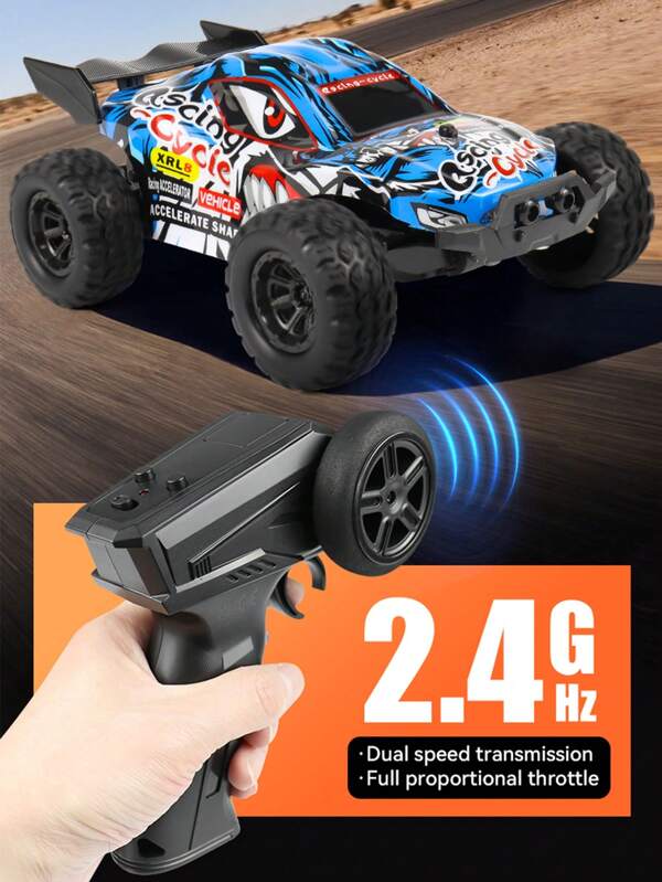 JCMO New 1: 32 Scale Remote Control Car, Maximum Speed Of 20km/H, 2.4GHz High-Speed All Terrain Off-Road Electric Toy Car, Monster Appearance, USB Rechargeable Battery, Durable Build, Ideal Birthday Or Holiday Gift For Boys And Girls