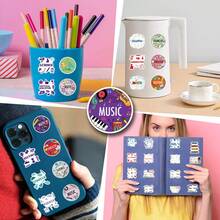 55Pcs School Subject Stickers Vinyl Aesthetics Motivational Stickers Scrapbook, Journaling, Laptop, Bumper, Skateboard, Water Bottles, Computer, Phone, Cartoon, Hard Hat, Car Stickers - Multicolor - View 7