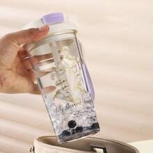 1PC Plastic Straw Water Cup, Sports Water Cup, Coffee Cup, Portable Water Bottle, Household Drinking Utensils 550ml (Note: Plastic Products May Have Slight Scratches)