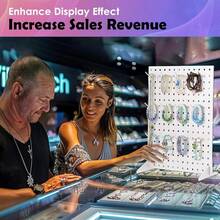 Peg Board Display Stand For Vendors With 12 Hooks Metal Tabletop Pegboard Display Stand For Craft Shows 17" X 13" Retail Display Racks Peg Board Organizer Holder White - Black 1 Display+12 Hook - View 3