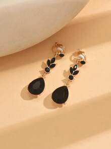 1 对时尚长款水钻耳环，适合女士日常佩戴、派对、聚会 - 黑色 - 查看 6