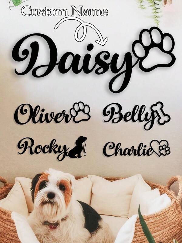 1 Stück personalisiertes Pfoten-Metall-Namensschild, individualisiertes Haustier-Haus-Dekor-Geschenk für Hundemama, Hundevater Geburtstag, Haustier-Verlust-Geschenk, Hundegedenkgeschenk, Metall-Hundedekor für Wohnzimmer, Garten, Innen- und Außenbereich, grafischer Muster