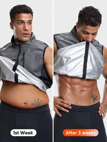 HOTSUIT Men's Sauna Vest Full Zip Sports Shirt Sauna Vest Suitable For Running Training Weight Loss - Dark Grey - View 6