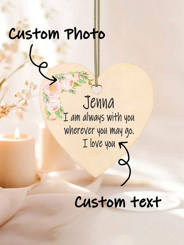 1 pezzo/5 pezzi Cordino in legno personalizzato a forma di cuore, decorato con testo e foto personalizzati, tappetino commemorativo in legno a forma di cuore per cani e gatti con decorazione personalizzata, regalo personalizzato per San Valentino, festa di compleanno, matrimonio, celebrazione di San Valentino. Decorazioni per vacanze. Regalo per anniversario, Festa della mamma, Festa del papà, cane, gatto, migliore amico per mamma e papà, regalo per la coppia, regalo ideale personalizzato, regalo ideale personalizzato per lei