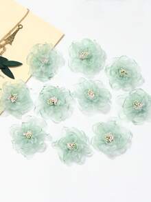 10 bông hoa gạc trong suốt mô phỏng tự làm phụ kiện thủ công cho giày dép, mũ, kẹp tóc, mũ đội đầu, phụ kiện trang trí quần áo, vật liệu hoa gạc, thích hợp để trang trí trong mọi mùa - rất thích hợp cho ngoài trời, phòng khách, họp mặt gia đình, Halloween, Phục sinh, trang trí hoa đa chức năng | Thiết kế cánh hoa tinh tế | Hoa nhân tạo bền, trang trí hoa - Nhiều màu - Xem 8