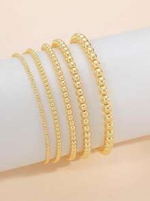 4-5pcs Beaded Chain Simple Anklet Set For Women, Beach Resort Party Gifts - Multicolor - View 9