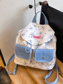 Mochila de lona con gran capacidad, elegante y versátil - Azul - Ver 3