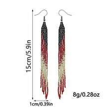AHAYA 2 件彩色渐变串珠长流苏耳环，手工波西米亚风格玻璃珠耳环，女士珠宝，圣诞节/节日礼物 - 紅色 - 查看 10