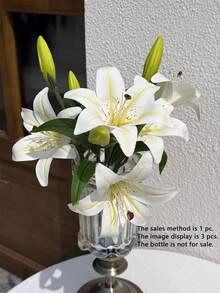 1/2/3/5/6 件丝绸橡胶人造百合花，高 33 厘米，适用于插花、家居装饰、花瓶、花园、窗台、婚礼、派对、感恩节、父亲节，高品质假花