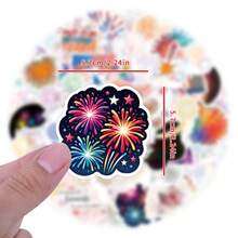 55Pcs FireWorks Stickers Vinyl Aesthetics Motivational Stickers Scrapbook, Journaling, Laptop, Bumper, Skateboard, Water Bottles, Computer, Phone, Cartoon, Hard Hat, Car Stickers - Multicolor - View 3