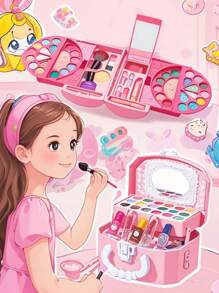 Make-up voor kinderen - Speelgoed voor kindercosmetica - Gesimuleerde make-upspellen - Doe alsof je met speelgoed speelt - Verjaardagscadeaus voor meisjes - Kerstmis - Halloween-gezichtskleuren, graffiti-rekwisieten - lippenstift - oogschaduw - nagellakset - interactief speelgoed - rekwisieten voor podiumoptredens
