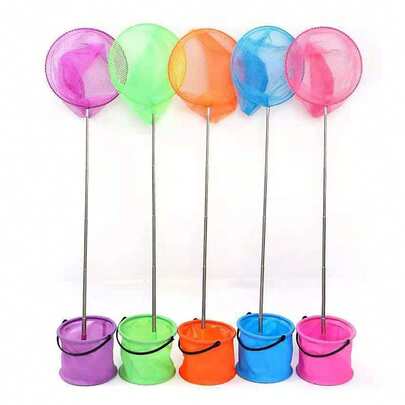 1pc/5pcs Stainless Steel Retractable Fishing Net, Insect Net, Outdoor Water Bucket Strainer