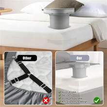 Lock Sheet Holders,Bed Sheet Lock Clips, Sheet Holders Keep Sheets Firm & Tight, Heavy Duty Bed Sheet Holder Corner Fitted Sheet Straps Fit All Mattress Size (4, Grey)