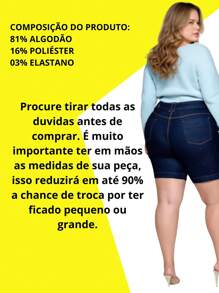 Kit 2 Bermudas Feminina Plus Size Jeans Com Lycla (Elastano) Modelo Meia Coxa