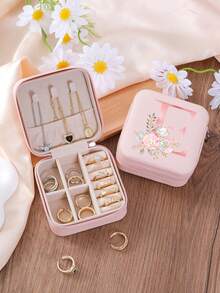 1 件 A-Z 花卉首饰盒、粉色渐变首字母多功能珠宝展示盒、迷你首饰盒、女士生日礼物、女友、朋友礼物、圣诞节、万圣节、生日、结婚礼物、时尚旅行首饰盒、个性化礼物 - 女士旅行首饰盒、少女圣诞礼物、A-Z 首字母旅行首饰盒