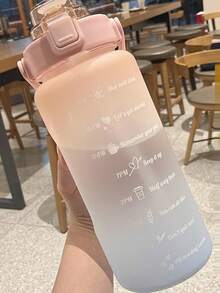1pc Mobile Phone Holder With Handle Cup, 2L Sports Water Bottle, Large Capacity Gradient Color Plastic Tumbler - Water Bottle - View 3