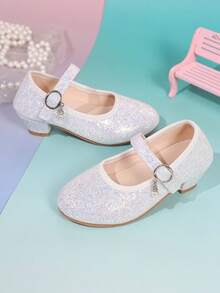 1 Pair Cute 2025 New Style Children High Heel Shoes, Fashion Princess Shoes, Suitable For Dance Party - White - View 3