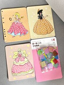 1set Diy Handmade Sticker Art, Princess & Elf Design, Dress-Up Activity, Creative Painting Kit, Activity Book For 3-6-Year-Old Girls, Ideal Birthday Or Holiday Gift, Educational Toy For Girls, Chromatic Drawing Book And Sticker Set For Children