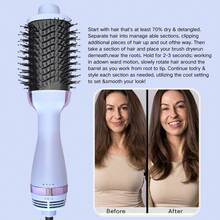 3 In 1 Hot Air Brush(With Leakage Plug),Volumizer Hair Dryer And Styler, Salon Smooth Blowouts And Shine In Up To Half Time, Adjustable 3-Temperatures And 2-Speeds,Or All Hair Types And Lengths,Fan-Favorite Brush - US A Type Plug(110-127V) - View 5