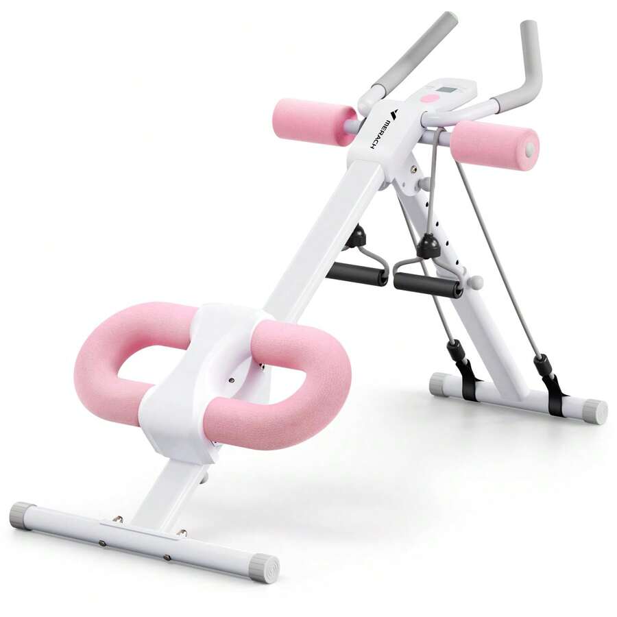 MERACH Ab Machine, Adjustable Ab Trainer For Core Workout At Home, Foldable, Knee Support, Abdominal Exercise Machine For Home, Core Training System - 粉色 - 查看 1