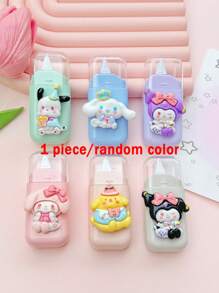 Sanrio Set di 6 pezzi o 1 pezzo [colore casuale] di nastro correttore Sanrio 3D con simpatici cartoni animati, 6 metri di lunghezza, confezione mista Morandi, packaging portatile come regalo, scrittura scorrevole, molto adatto per studenti, personale di ufficio e scuole, piccolo, carino ed elegante regalo per il rientro a scuola