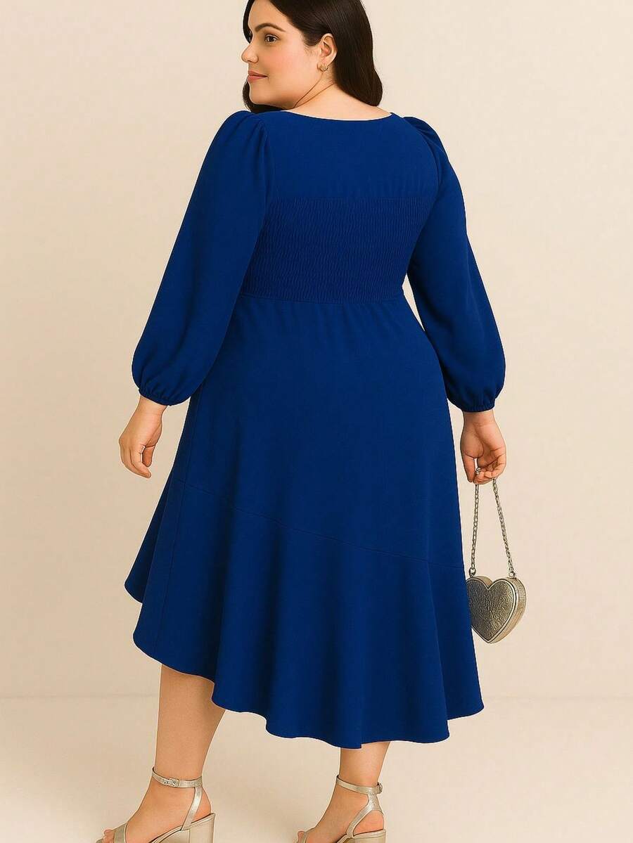 Vestido Mullet Max Midi Com Babados Manga Longa Estilo Boho Outono Inverno Moda Evangélica Plus Size GG - G1 - G2 REF: Angela