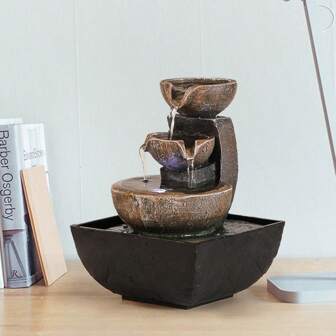 1 pieza Decoración de cascada de escritorio relajante, fuente de escritorio, decoración de agua corriente creativa, reutilizable, adecuada para dormitorios y salas de estar