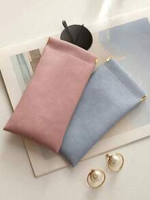 Soft PU Glasses Case, Portable Storage Box For Fashion Glasses, Reading Glasses, Myopia Glasses And Astigmatism Glasses. Simple Solid Color Anti-Scratch Mobile Phone Case For Men And Women (Light Blue). Travel Cosmetic Bag Travel Essentials Travel Accessories Travel Bag Vacation Holiday Back To School School Stuff Sunglasses Women - Multicolor - View 10