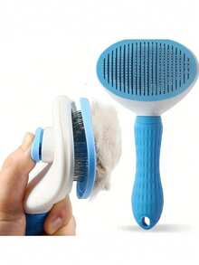 1pc Pet Hair Remover & Grooming Brush, One-Click Auto Cleaning Deshedding Tool, Suitable For Cats & Dogs - Multicolor - View 8