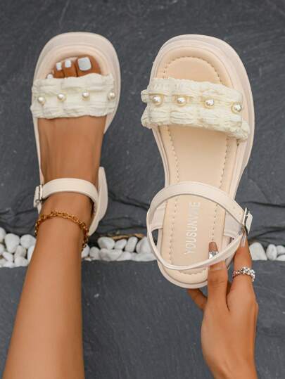 2025 New Fashion Comfortable Chunky High Heel Sandals For Plus Size Women, Suitable For All Seasons, Spring, Summer, Autumn, Winter, Elegant, Sexy, Low Price, Casual, Athletic, Outdoor, Party, Wedding Valentines