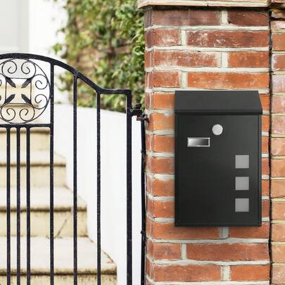 Buzón de Pared Moderno, con Ventanas de visualización, Placa de identificación, Cerradura con núcleo de Cobre, fácil de Instalar, Negro