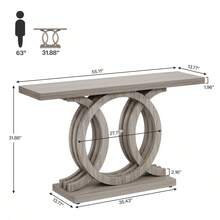 Tribesigns 55-Inch Console Table With Geometric Wood Base, Modern Entryway Table With Thick Tabletop For Living Room, Hallway, Foyer - 灰色 - 查看 9