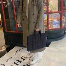 YOONI 1PC Ins Style Minimalist And High-End Plaid Computer Bag, Solid Color IPad Protective Handbag Suitable For Students And Office Workers