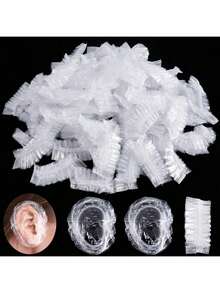 30/50/100/200片一次性耳机防水耳机适用于染发、淋浴、沐浴、美容、洗头，防止水进入耳朵